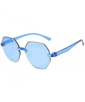 Colorful Frameless Multilateral Shaped Sunglasses Jelly Candy Color Sunglasses for Party Gifts - Blue - CX190HU85KW $5.46 Square