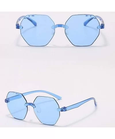 Colorful Frameless Multilateral Shaped Sunglasses Jelly Candy Color Sunglasses for Party Gifts - Blue - CX190HU85KW $5.46 Square