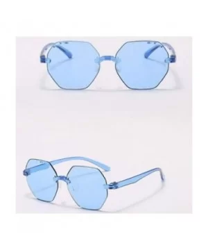 Colorful Frameless Multilateral Shaped Sunglasses Jelly Candy Color Sunglasses for Party Gifts - Blue - CX190HU85KW $5.46 Square