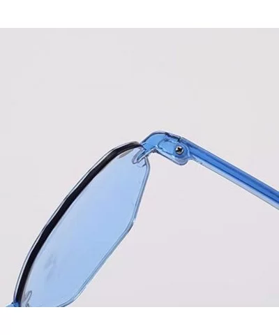 Colorful Frameless Multilateral Shaped Sunglasses Jelly Candy Color Sunglasses for Party Gifts - Blue - CX190HU85KW $5.46 Square