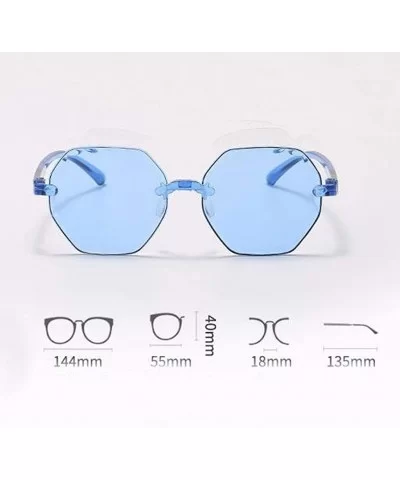 Colorful Frameless Multilateral Shaped Sunglasses Jelly Candy Color Sunglasses for Party Gifts - Blue - CX190HU85KW $5.46 Square