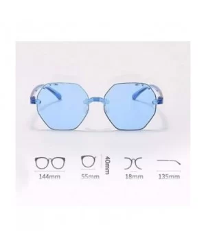 Colorful Frameless Multilateral Shaped Sunglasses Jelly Candy Color Sunglasses for Party Gifts - Blue - CX190HU85KW $5.46 Square