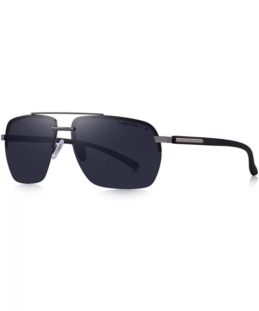 DESIGN Men Classic Sunglasses Rectangle Rimless Luxury Brand C01 Black - C04 Gray - CF18XE0M5UK $13.04 Rimless