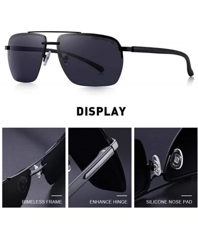 DESIGN Men Classic Sunglasses Rectangle Rimless Luxury Brand C01 Black - C04 Gray - CF18XE0M5UK $13.04 Rimless