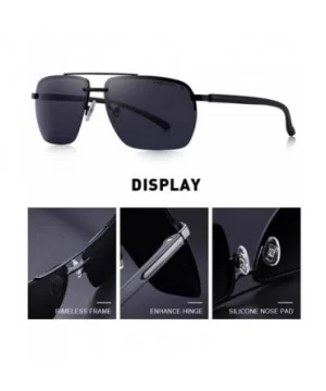 DESIGN Men Classic Sunglasses Rectangle Rimless Luxury Brand C01 Black - C04 Gray - CF18XE0M5UK $13.04 Rimless