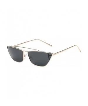 Women Retro Vintage Metal Rectangular Cat Eye Fashion Sunglasses - Gold/Black - C718WSEM9CO $18.95 Rectangular