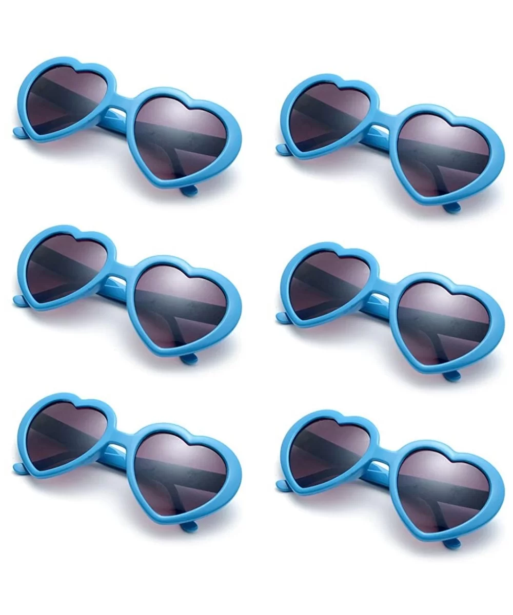 6 Neon Colors Heart Shape Party Favors Sunglasses - Multi Packs - 6-pack Blue - C918DA4GZLT $7.23 Aviator