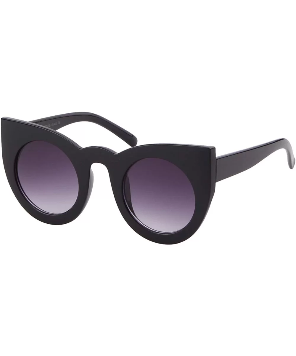 Vintage Cat Eye Sunglasses for Women Oversized Trend Sun Glasses - Black Frame Grey Lens - CS196U3U92M $6.98 Goggle