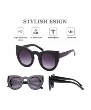 Vintage Cat Eye Sunglasses for Women Oversized Trend Sun Glasses - Black Frame Grey Lens - CS196U3U92M $6.98 Goggle