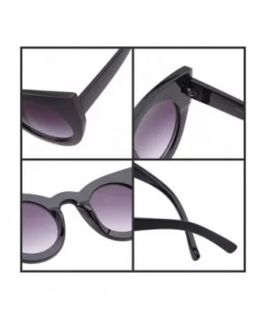 Vintage Cat Eye Sunglasses for Women Oversized Trend Sun Glasses - Black Frame Grey Lens - CS196U3U92M $6.98 Goggle