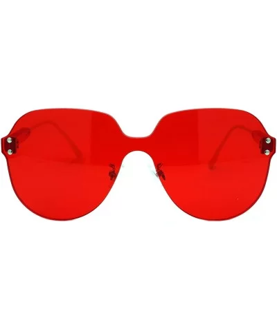 Womens Rimless Sunglasses Oversized Thick Lens Futuristic Shades UV 400 - Red - CJ194G6G3X9 $11.19 Oversized