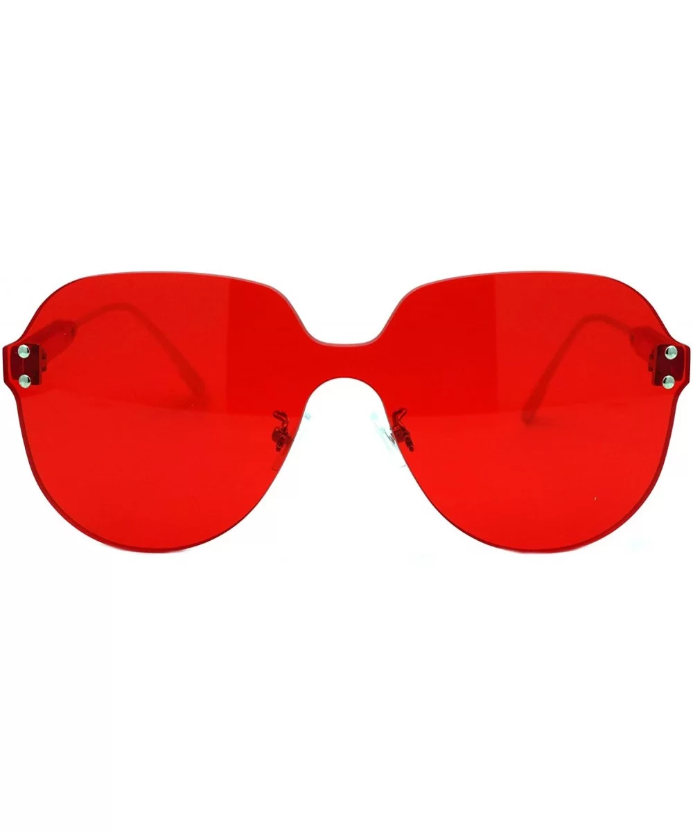 Womens Rimless Sunglasses Oversized Thick Lens Futuristic Shades UV 400 - Red - CJ194G6G3X9 $11.19 Oversized