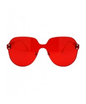 Womens Rimless Sunglasses Oversized Thick Lens Futuristic Shades UV 400 - Red - CJ194G6G3X9 $11.19 Oversized