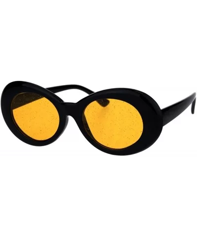 70's Fashion Sunglasses Womens Vintage Oval Frame Glitter Lens - Black (Orange) - CP18IGGMUL0 $6.20 Oversized