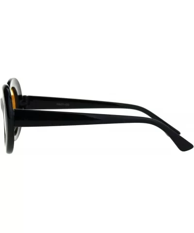 70's Fashion Sunglasses Womens Vintage Oval Frame Glitter Lens - Black (Orange) - CP18IGGMUL0 $6.20 Oversized