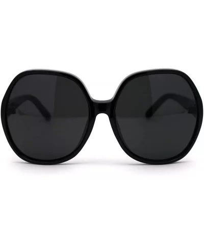 Womens Minimal Oversize Round Butterfly Designer Sunglasses - All Black - CV1956SGECI $10.03 Butterfly