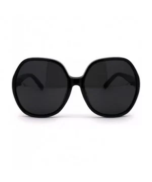 Womens Minimal Oversize Round Butterfly Designer Sunglasses - All Black - CV1956SGECI $10.03 Butterfly