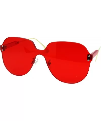 Womens Rimless Sunglasses Oversized Thick Lens Futuristic Shades UV 400 - Red - CJ194G6G3X9 $11.19 Oversized