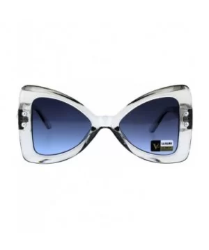 Womens Pearl Jewel Thick Plastic Butterfly Designer Fashion Sunglasses - Slate Blue - CI18GLXYKZL $11.06 Oversized