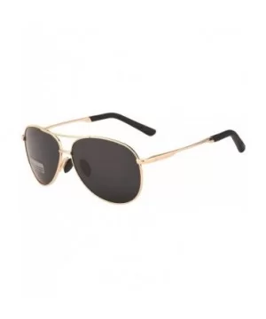 Premium Military Style Classic Aviator Polarized Sunglasses - 100% UV Protection - Gold Frame Black Lens - CQ18CD0Z6SX $8.97 ...