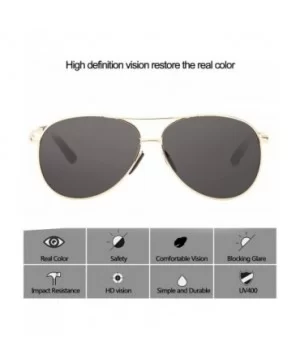 Premium Military Style Classic Aviator Polarized Sunglasses - 100% UV Protection - Gold Frame Black Lens - CQ18CD0Z6SX $8.97 ...