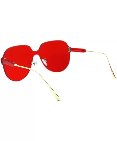 Womens Rimless Sunglasses Oversized Thick Lens Futuristic Shades UV 400 - Red - CJ194G6G3X9 $11.19 Oversized