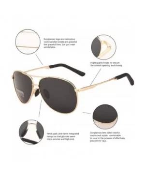 Premium Military Style Classic Aviator Polarized Sunglasses - 100% UV Protection - Gold Frame Black Lens - CQ18CD0Z6SX $8.97 ...