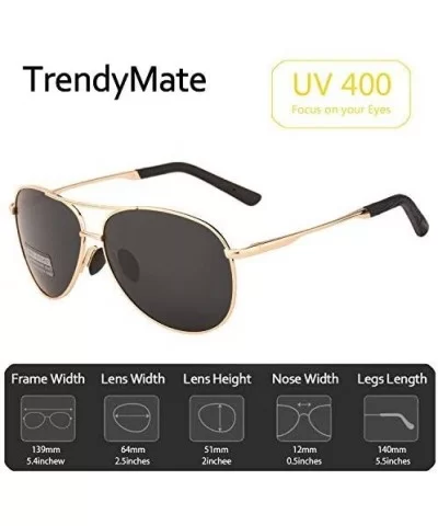 Premium Military Style Classic Aviator Polarized Sunglasses - 100% UV Protection - Gold Frame Black Lens - CQ18CD0Z6SX $8.97 ...