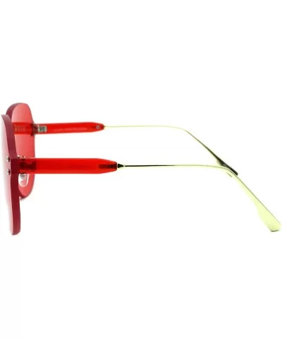 Womens Rimless Sunglasses Oversized Thick Lens Futuristic Shades UV 400 - Red - CJ194G6G3X9 $11.19 Oversized