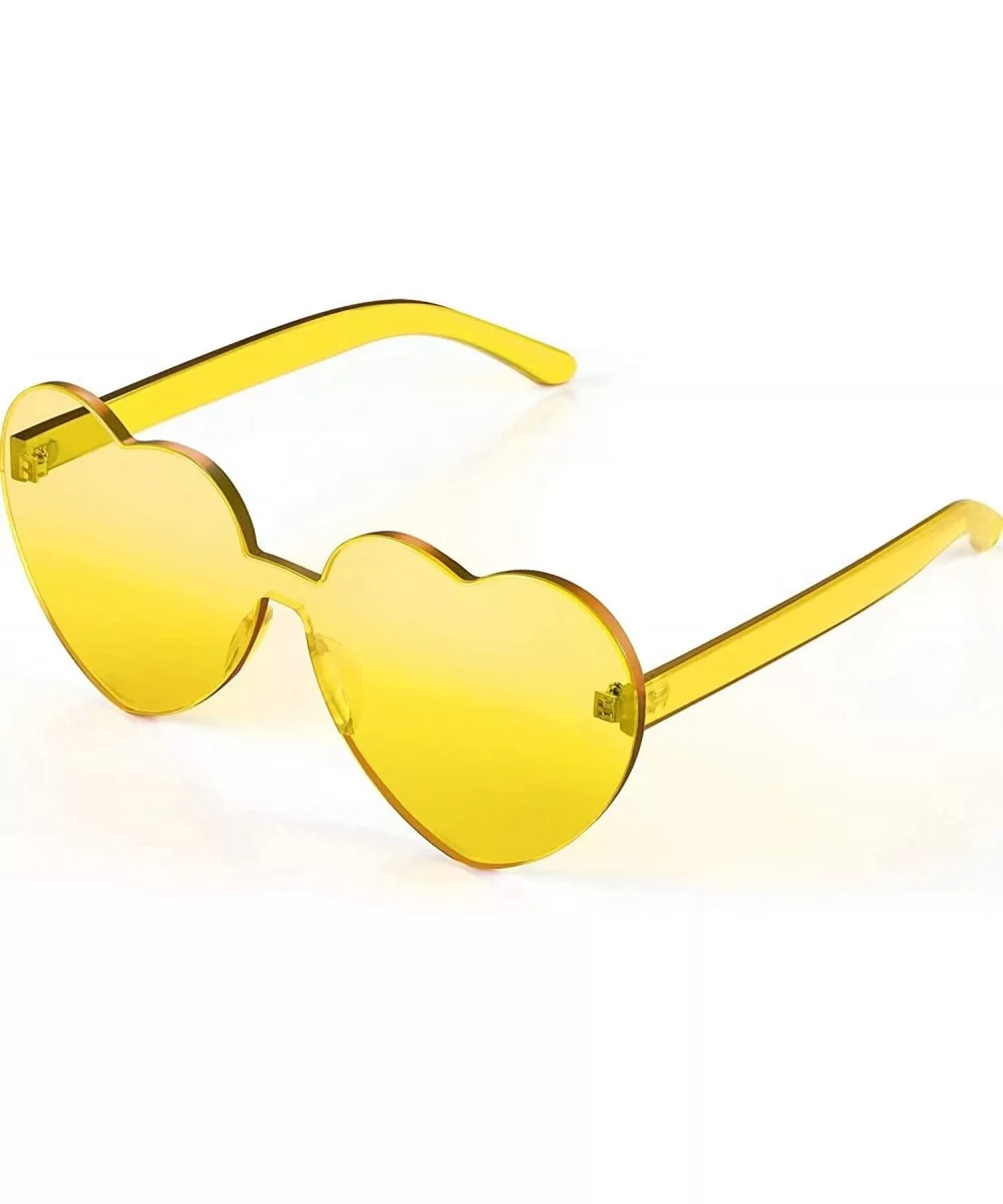 Love Heart Shape Sunglasses Transparent Party Sunglasses UV Protection Candy Color - Transparent Yellow - CA199XZRZ7X $7.30 O...