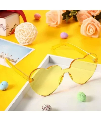 Love Heart Shape Sunglasses Transparent Party Sunglasses UV Protection Candy Color - Transparent Yellow - CA199XZRZ7X $7.30 O...