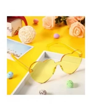 Love Heart Shape Sunglasses Transparent Party Sunglasses UV Protection Candy Color - Transparent Yellow - CA199XZRZ7X $7.30 O...