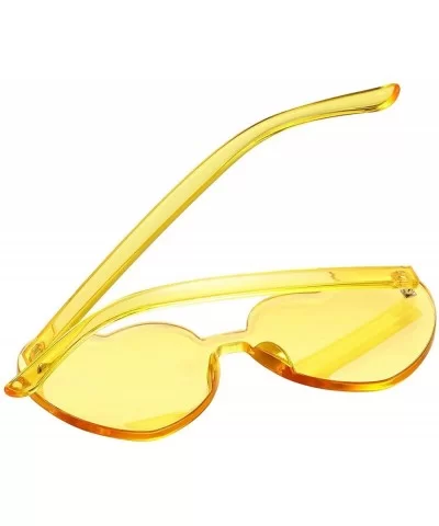 Love Heart Shape Sunglasses Transparent Party Sunglasses UV Protection Candy Color - Transparent Yellow - CA199XZRZ7X $7.30 O...