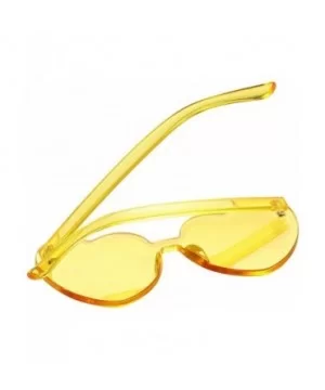 Love Heart Shape Sunglasses Transparent Party Sunglasses UV Protection Candy Color - Transparent Yellow - CA199XZRZ7X $7.30 O...