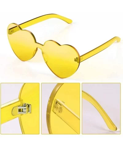 Love Heart Shape Sunglasses Transparent Party Sunglasses UV Protection Candy Color - Transparent Yellow - CA199XZRZ7X $7.30 O...