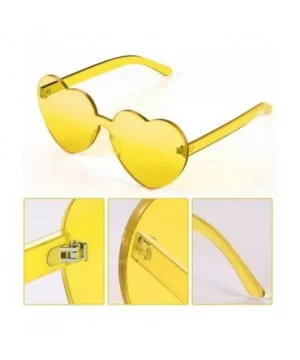 Love Heart Shape Sunglasses Transparent Party Sunglasses UV Protection Candy Color - Transparent Yellow - CA199XZRZ7X $7.30 O...