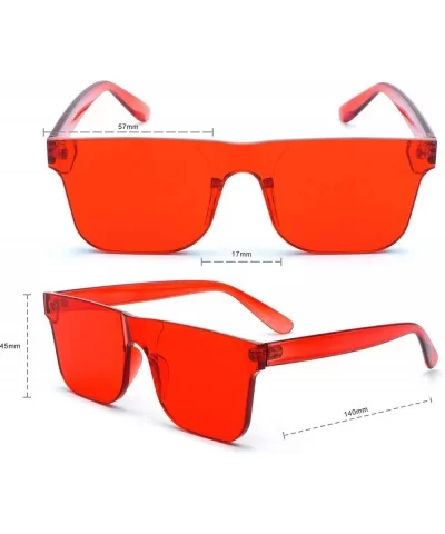 KyiduoOne Piece Rimless Tinted Eyewear Transparent Candy Color Sunglasses - Red - CQ18RSAY607 $5.59 Rimless