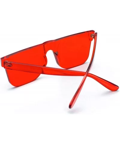 KyiduoOne Piece Rimless Tinted Eyewear Transparent Candy Color Sunglasses - Red - CQ18RSAY607 $5.59 Rimless