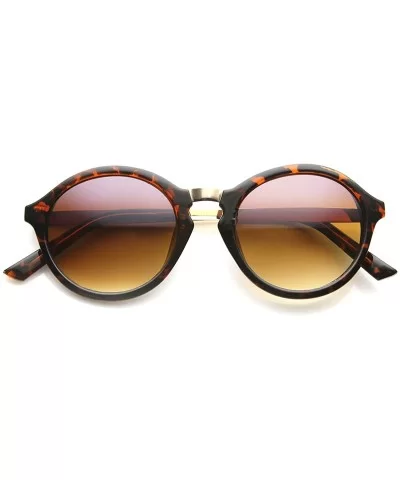 Round Funky Fashion Retro Sunglass w/Metal Arms - Tortoise Amber - CS11W0E5MC7 $5.55 Aviator