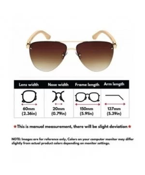 Natural Bamboo Sunglasses Semi-Rimless Aviator Style Sunglasses Microfiber Pouch Included - CJ18OK059DY $10.37 Square