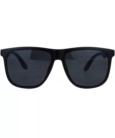 All Black Rubberized Matte Plastic Horn Rim Horned Sunglasses - Matte Black - CU12DA4KZ0N $8.59 Wayfarer