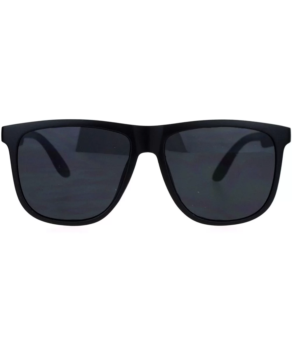 All Black Rubberized Matte Plastic Horn Rim Horned Sunglasses - Matte Black - CU12DA4KZ0N $8.59 Wayfarer