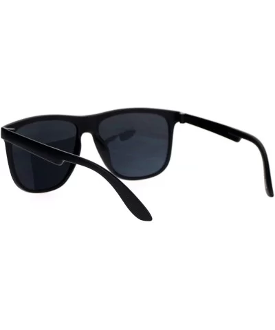 All Black Rubberized Matte Plastic Horn Rim Horned Sunglasses - Matte Black - CU12DA4KZ0N $8.59 Wayfarer