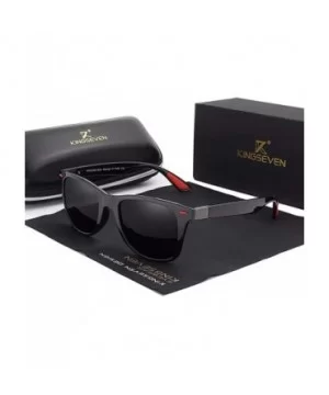 Genuine Tough Men's Polarized UV400 Sunglasses Square Fashion - Bright Black - C718QI0LEX3 $19.41 Rectangular