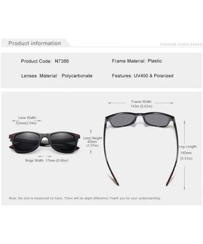 Genuine Tough Men's Polarized UV400 Sunglasses Square Fashion - Bright Black - C718QI0LEX3 $19.41 Rectangular