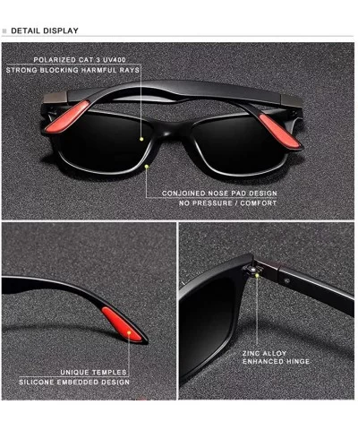 Genuine Tough Men's Polarized UV400 Sunglasses Square Fashion - Bright Black - C718QI0LEX3 $19.41 Rectangular