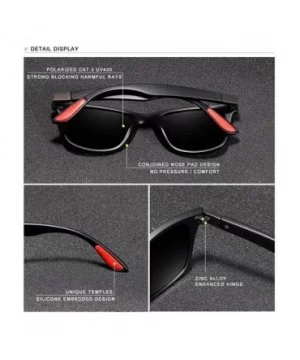 Genuine Tough Men's Polarized UV400 Sunglasses Square Fashion - Bright Black - C718QI0LEX3 $19.41 Rectangular