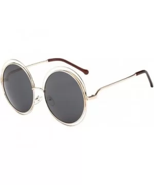 Fashion Men Womens Retro Vintage Round Frame UV Glasses Sunglasses - B - CD193XI6CK0 $8.59 Square