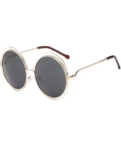 Fashion Men Womens Retro Vintage Round Frame UV Glasses Sunglasses - B - CD193XI6CK0 $8.59 Square