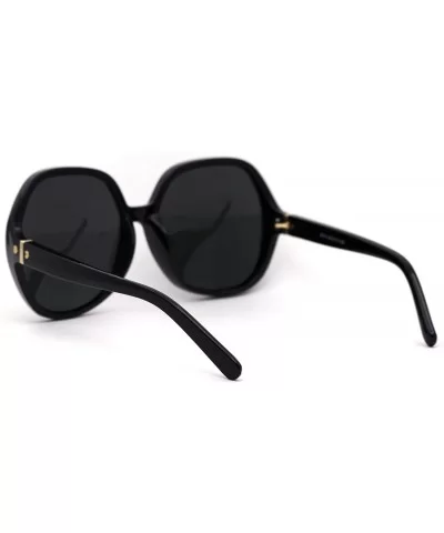 Womens Minimal Oversize Round Butterfly Designer Sunglasses - All Black - CV1956SGECI $10.03 Butterfly